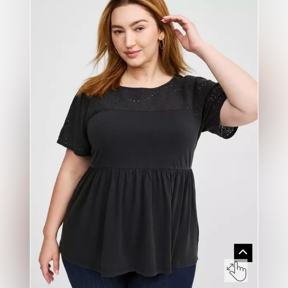 BNWT Torrid Eyelet Babydoll Peplum Top size 0 (12/14)
